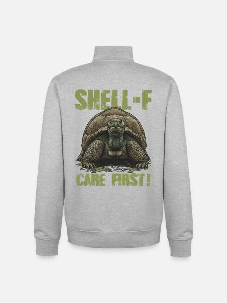 Schildpad-f Schildpad Eerste Humor - Unisex sweater met rits van biologisch katoen Stanley/Stella - grijs gemêleerd