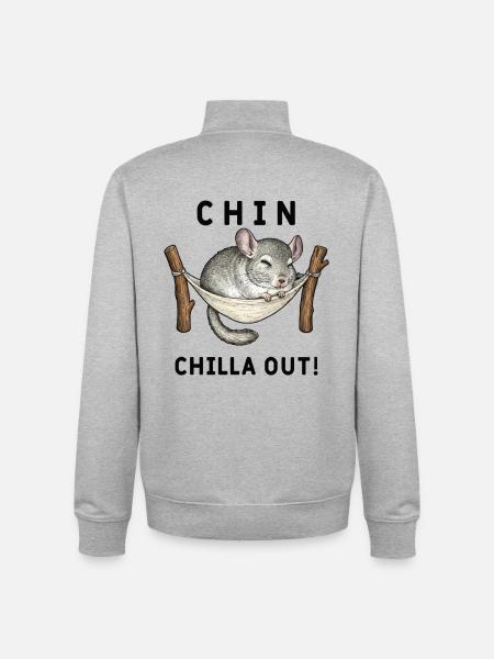 Chinchilla Chin ChillaOut Humor - Unisex Organic Zip Sweatshirt by Stanley/Stella - heather grey