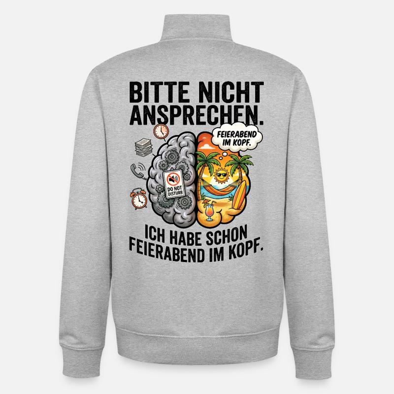 Feierabend Kopf-Konflikt - Unisex Organic Zip Sweatshirt von Stanley/Stella - Grau meliert