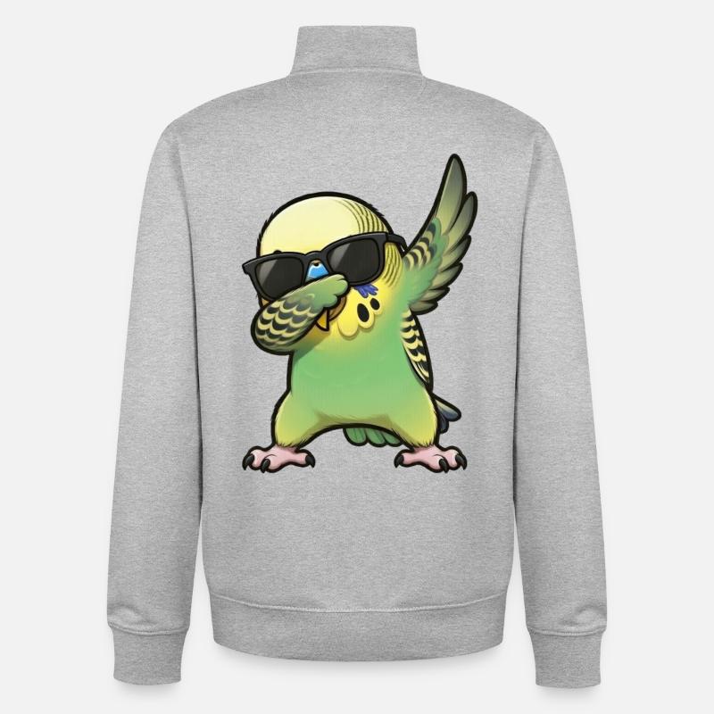 Taponage du vert perruche ondulé - Sweat zippé unisexe en coton bio Stanley/Stella - gris chiné