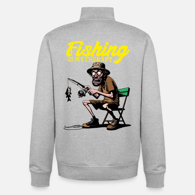 FishingTherapy - Unisex Organic Zip Sweatshirt von Stanley/Stella - Grau meliert