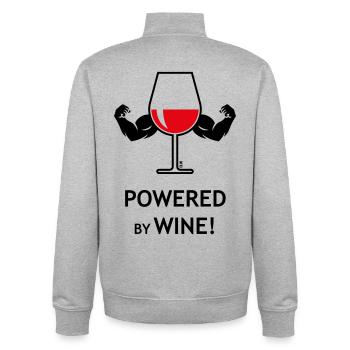 Powered By Wine! (Wein / Rotwein / Zu) - Unisex Organic Zip Sweatshirt von Stanley/Stella - Grau meliert - Hinten - AI Model Male 185 light (185cm)