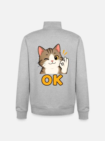 Gattino OK – un segno carino di conferma - Felpa unisex con zip in cotone biologico di Stanley/Stella - grigio melange