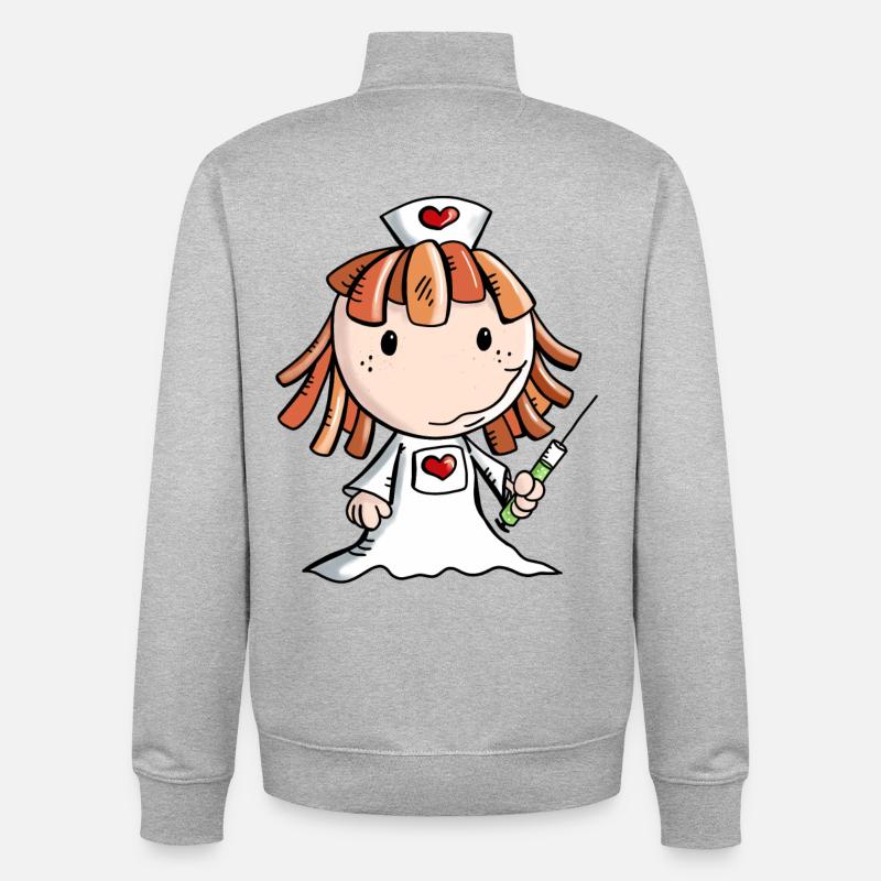 comique d'infirmière avec le coeur et la seringue - Sweat zippé unisexe en coton bio Stanley/Stella - gris chiné