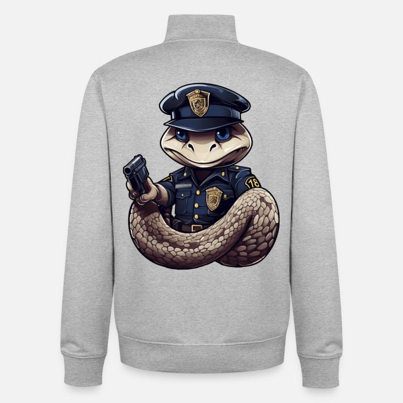 Policier serpent - Sweat zippé unisexe en coton bio Stanley/Stella - gris chiné