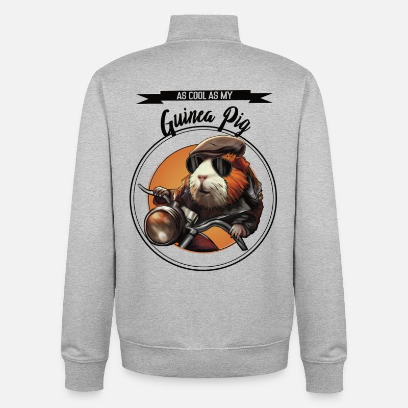 Cool guinea pig – statement design - Unisex Organic Zip Sweatshirt by Stanley/Stella - heather grey