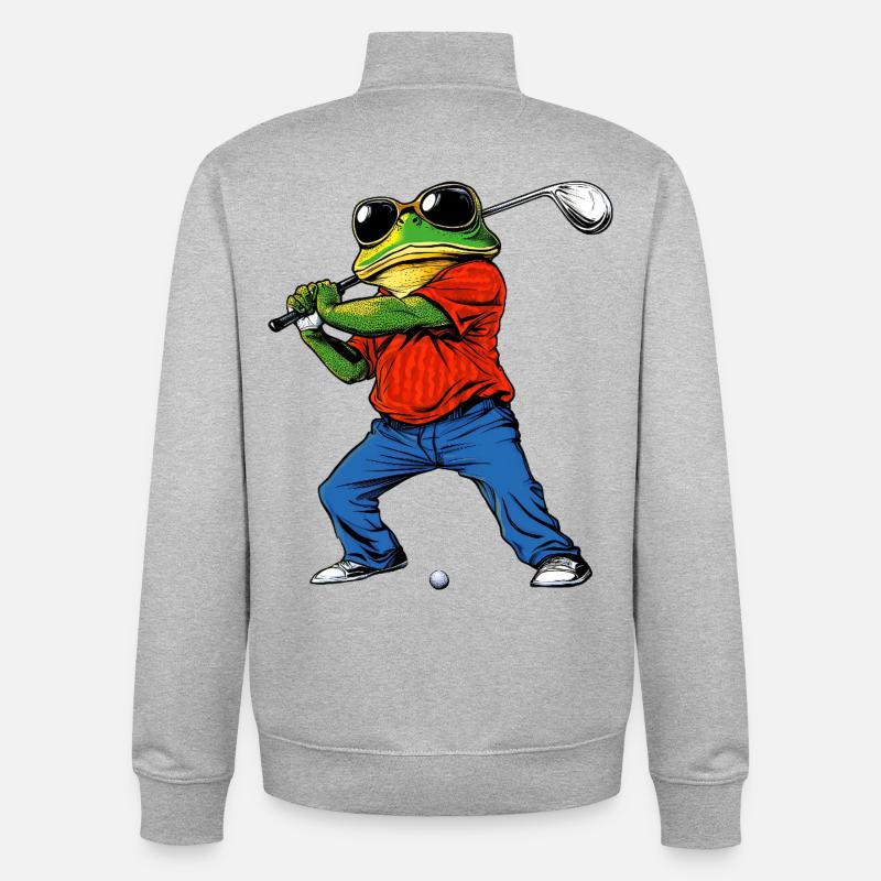 Grenouille golfeuse - Sweat zippé unisexe en coton bio Stanley/Stella - gris chiné