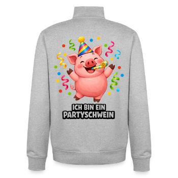 Party Schwein Kostüm Fasching Silvester feiern - Unisex Organic Zip Sweatshirt von Stanley/Stella - Grau meliert - Hinten - AI Model Male 185 light (185cm)