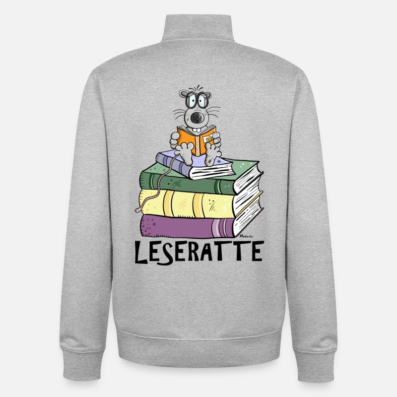 Leseratte - Unisex Organic Zip Sweatshirt von Stanley/Stella - Grau meliert