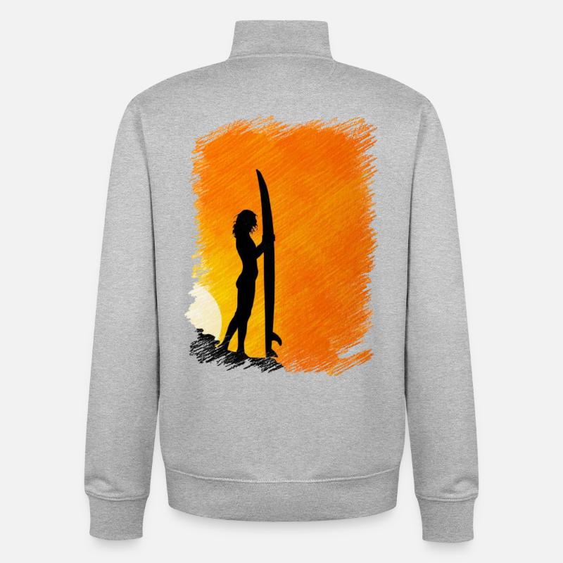 surf - Sweat zippé unisexe en coton bio Stanley/Stella - gris chiné