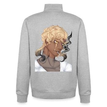 Smoking Guy - Unisex Organic Zip Sweatshirt von Stanley/Stella - Grau meliert - Hinten - AI Model Male 185 light (185cm)
