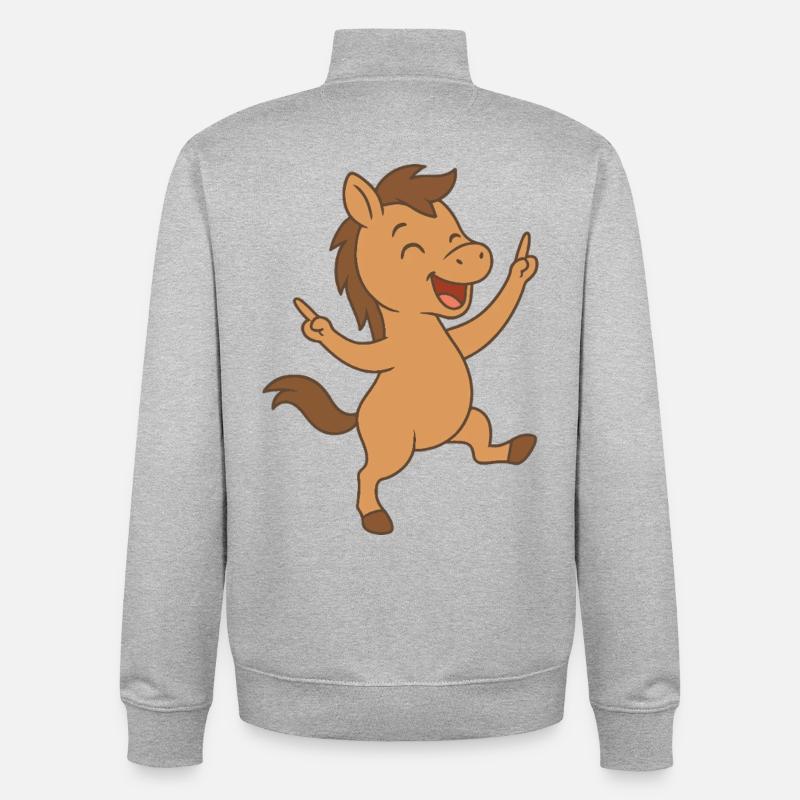 Poulain dansant - Sweat zippé unisexe en coton bio Stanley/Stella - gris chiné
