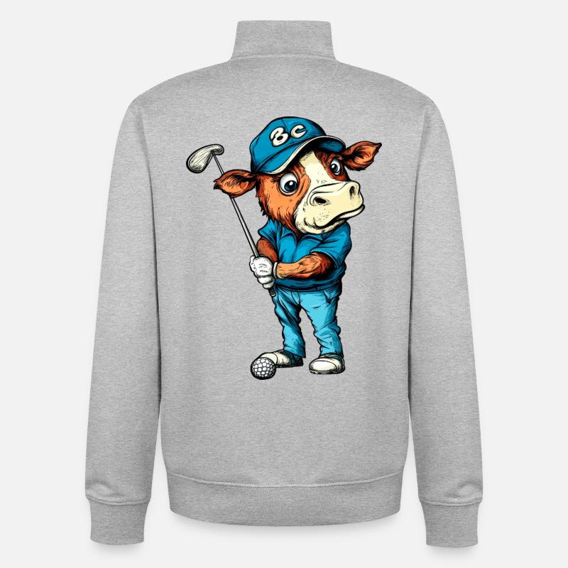 Golf de vaches - Sweat zippé unisexe en coton bio Stanley/Stella - gris chiné