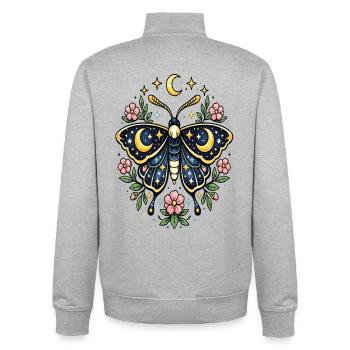 Celestial Butterfly Moon Flowers Stars - Unisex Organic Zip Sweatshirt by Stanley/Stella - heather grey - Back - AI Model Male 185 light (185cm)