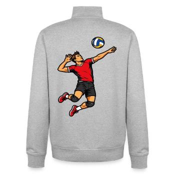 Joueur de volley en service puissant - Sweat zippé unisexe en coton bio Stanley/Stella - gris chiné - Dos - AI Model Male 185 light (185cm)