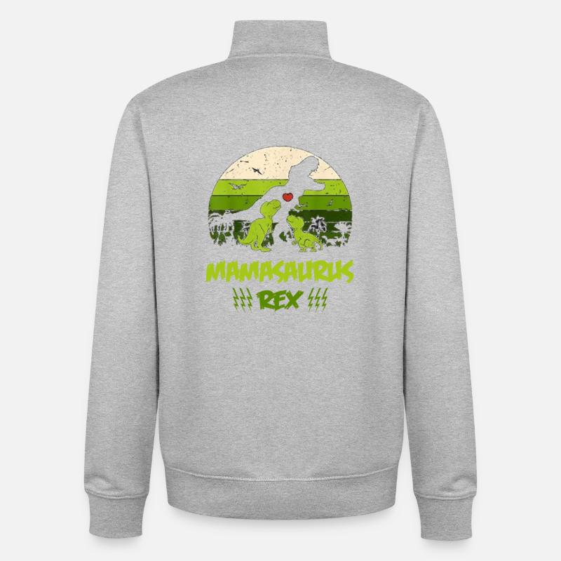 Cadeau mignon Mamasaurus Rex 2020 pour les mamans - Sweat zippé unisexe en coton bio Stanley/Stella - gris chiné