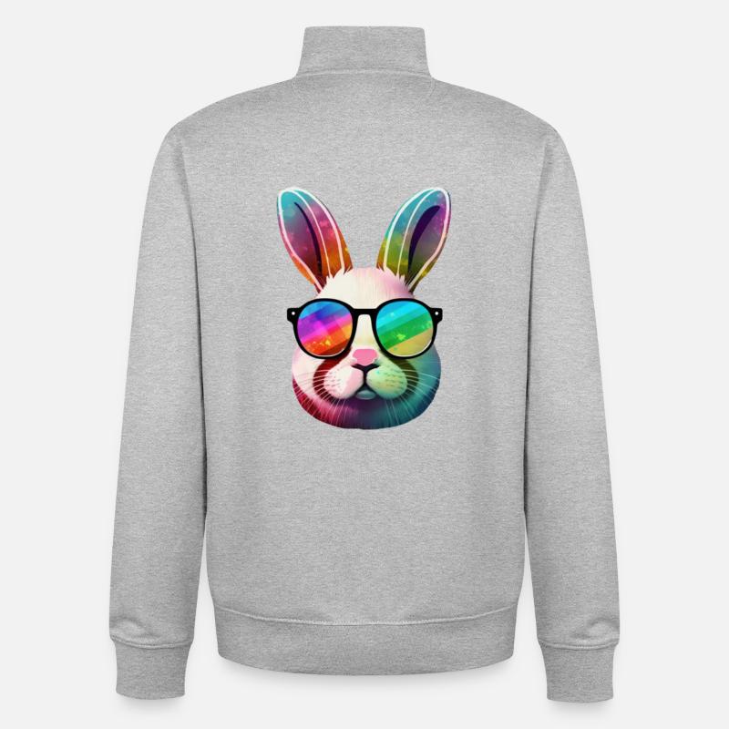Rainbow Prism Bunny Sonnenbrille - Unisex Organic Zip Sweatshirt von Stanley/Stella - Grau meliert