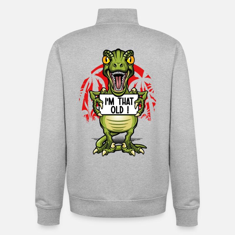 Ich bin ein alter Dinosaurier - Unisex Organic Zip Sweatshirt von Stanley/Stella - Grau meliert