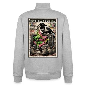Don't Feed The Signal Media Review - Unisex Organic Zip Sweatshirt by Stanley/Stella - heather grey - Back - AI Model Male 185 light (185cm)