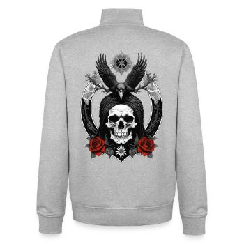skull and crow - Unisex Organic Zip Sweatshirt von Stanley/Stella - Grau meliert - Hinten - AI Model Male 185 light (185cm)