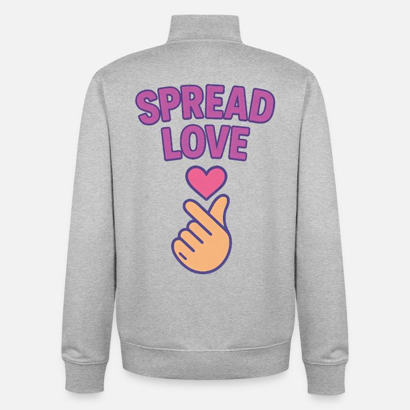 K-POP Spread Love : Geste de la main du cœur - Sweat zippé unisexe en coton bio Stanley/Stella - gris chiné