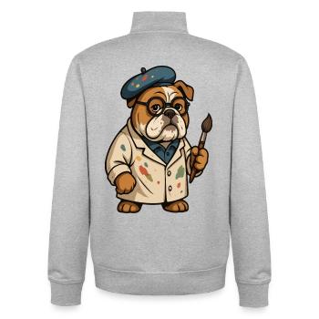 Bulldoggenkünstler mit Paintbrush Creative Cartoon - Unisex Organic Zip Sweatshirt von Stanley/Stella - Grau meliert - Hinten - AI Model Male 185 light (185cm)