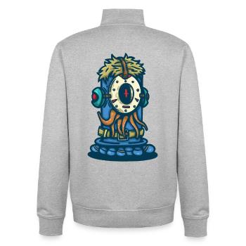 Aquatic Omega Monster - Unisex Organic Zip Sweatshirt by Stanley/Stella - heather grey - Back - AI Model Male 185 light (185cm)