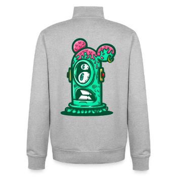 Sewer Neon Monster - Unisex Organic Zip Sweatshirt by Stanley/Stella - heather grey - Back - AI Model Male 185 light (185cm)