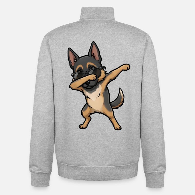 Dabbing Deutscher Schäferhund - Unisex Organic Zip Sweatshirt von Stanley/Stella - Grau meliert