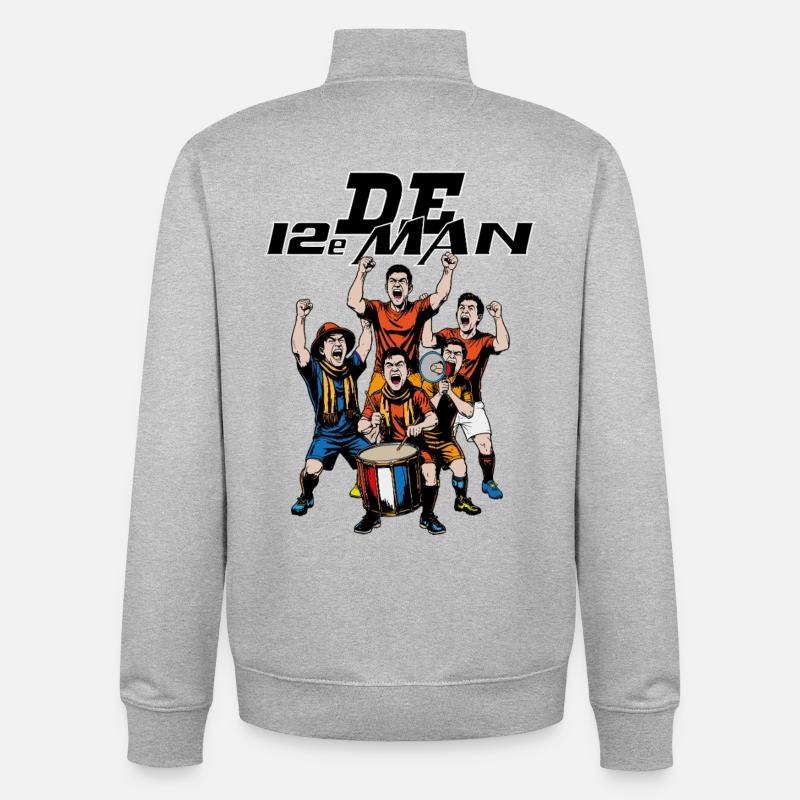 The 12th Man - Unisex Organic Zip Sweatshirt by Stanley/Stella - heather grey