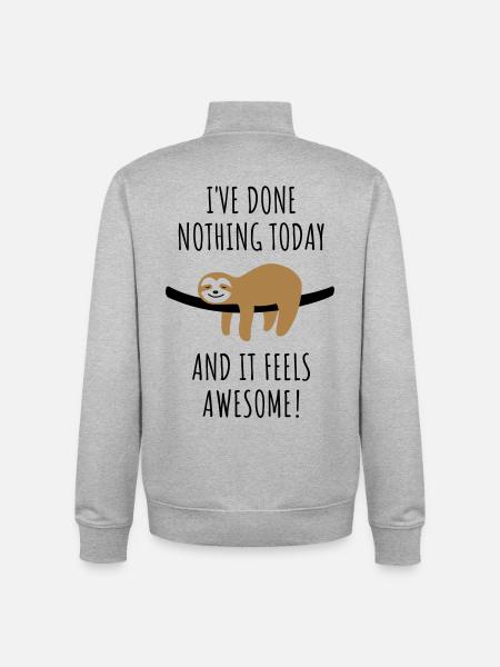 Faultier Spruch Nichts getan Geschenk - Unisex Organic Zip Sweatshirt von Stanley/Stella - Grau meliert