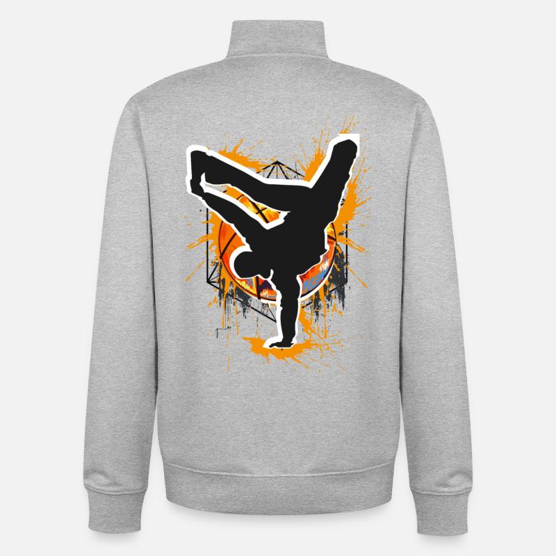 Breakdance - Breakdancer - Breakdancing - Bboy - Unisex Organic Zip Sweatshirt by Stanley/Stella - heather grey