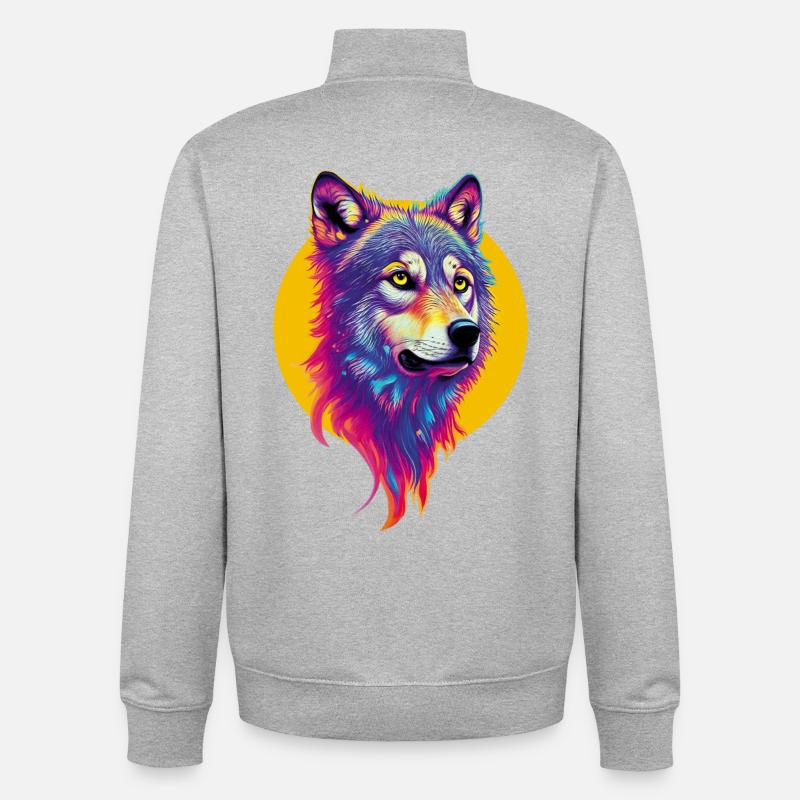 Wolfskopf - Unisex Organic Zip Sweatshirt von Stanley/Stella - Grau meliert