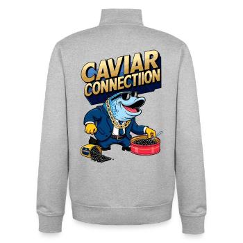 Kaviar Verkäufer - Unisex Organic Zip Sweatshirt von Stanley/Stella - Grau meliert - Hinten - AI Model Male 185 light (185cm)