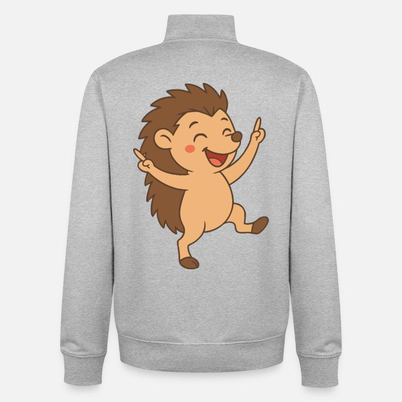 Bébé hérisson dansant petit ami - Sweat zippé unisexe en coton bio Stanley/Stella - gris chiné