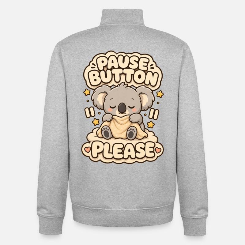Pause Button Please Koala - Unisex Organic Zip Sweatshirt von Stanley/Stella - Grau meliert