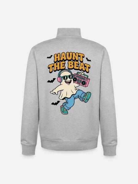 Haunt the Beat Ghost DJ - Unisex Organic Zip Sweatshirt by Stanley/Stella - heather grey