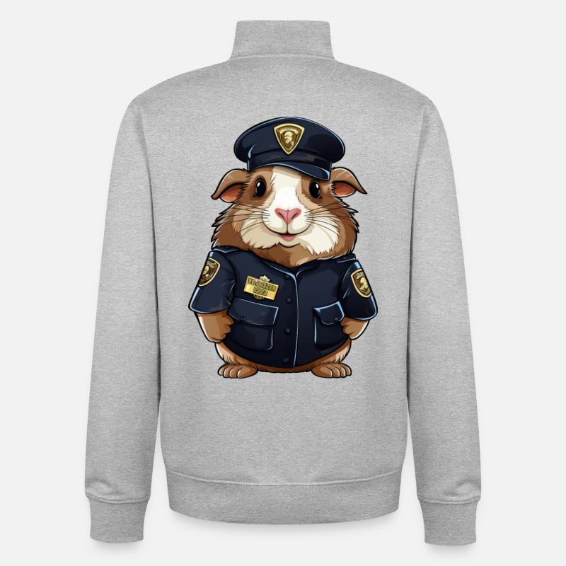 Cochon d’Inde policier - Sweat zippé unisexe en coton bio Stanley/Stella - gris chiné