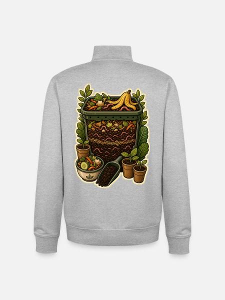 Wurmkompost Garten Querschnitt - Unisex Organic Zip Sweatshirt von Stanley/Stella - Grau meliert