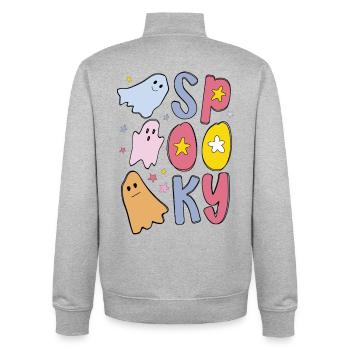 Spooky Halloween Geist - Unisex Organic Zip Sweatshirt von Stanley/Stella - Grau meliert - Hinten - AI Model Male 185 light (185cm)