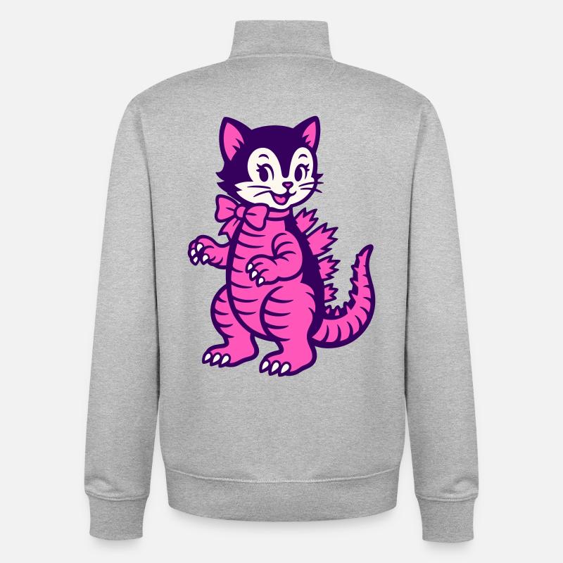 Chat monstre - Sweat zippé unisexe en coton bio Stanley/Stella - gris chiné