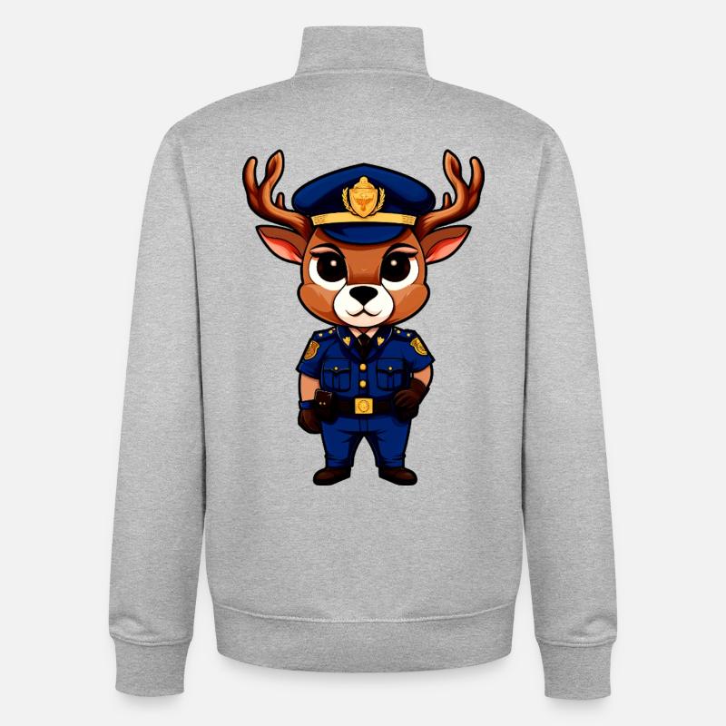 Hirsch Polizei - Unisex Organic Zip Sweatshirt von Stanley/Stella - Grau meliert