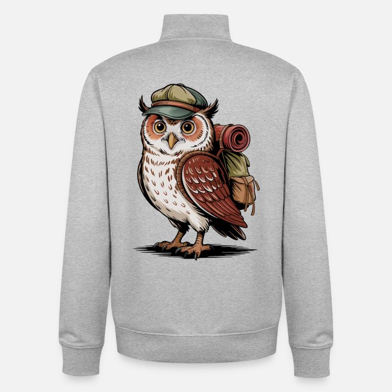 Waldwanderer Eule mit Rucksack - Unisex Organic Zip Sweatshirt von Stanley/Stella - Grau meliert