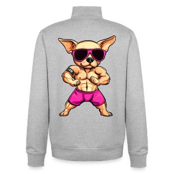 Fitness Chihuahua - Unisex Organic Zip Sweatshirt von Stanley/Stella - Grau meliert - Hinten - AI Model Male 185 light (185cm)