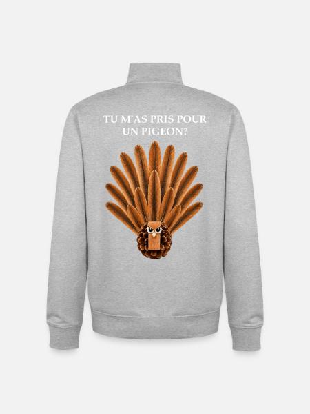 Pas un pigeon - Sweat zippé unisexe en coton bio Stanley/Stella - gris chiné