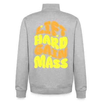 Living Christmas Greeting Lettering - Unisex Organic Zip Sweatshirt by Stanley/Stella - heather grey - Back - AI Model Male 185 light (185cm)