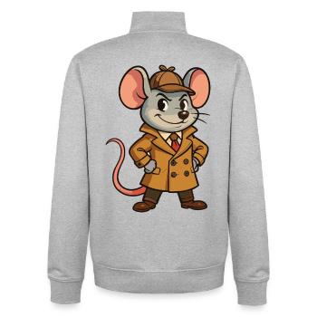 Detective Mouse Cartoon Illustration - Unisex Organic Zip Sweatshirt by Stanley/Stella - heather grey - Back - AI Model Male 185 light (185cm)