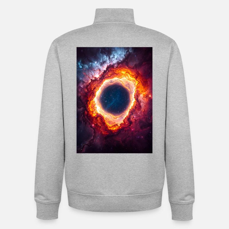 Anneau Céleste Nébuleuse Lueur - Sweat zippé unisexe en coton bio Stanley/Stella - gris chiné