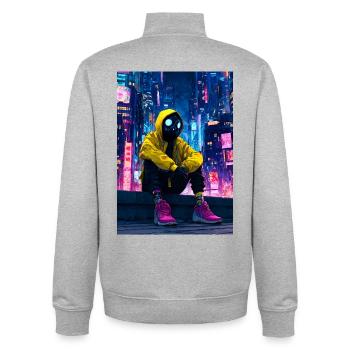 Neon City Maskierter Reiter - Unisex Organic Zip Sweatshirt von Stanley/Stella - Grau meliert - Hinten - AI Model Male 185 light (185cm)