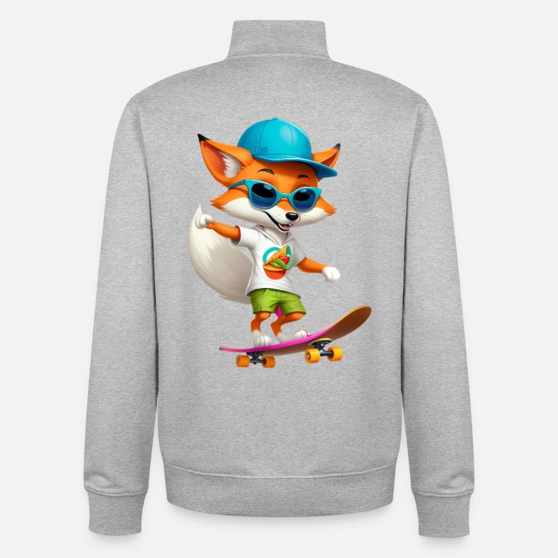 Fox Skateboarder Taco - Sweat zippé unisexe en coton bio Stanley/Stella - gris chiné